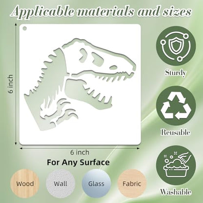Dinosaur Stencils for Crafts Reusable 25Pcs Stencils(6X6 Inch) - color: Dinosaur