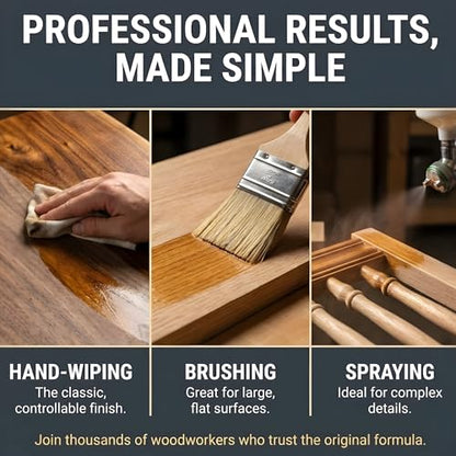 Sutherland Welles Polymerized Tung Oil Wood Finish - Food Safe, Interior Wood Oil for Cutting Board, Furniture, Floors, 32 Oz