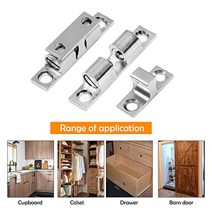 Uenhoy 10 Pcs Solid Brass Dual Ball Tension Latch 2" Silver Tone - color: Silver, size: 50mm, 10pcs