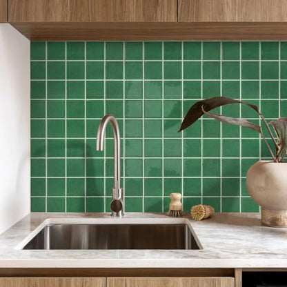Commomy Thicker Green Peel and Stick Tiles - 10 pcs of 12" x 12" - color: Square Green & Thicker Design