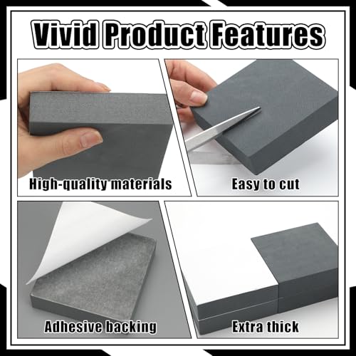 4 Pcs 1" Thick Foam Padding Sheet with Adhesive Backing Closed Cell - color: Gray, size: 1 Inch Thick, 4 x 4 Inches