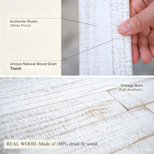 Rustic White Solid Wood Wall Planks, Nail Up Barn Panels 10 sq ft - color: Rustic White, size: 10.5 Sq.Ft