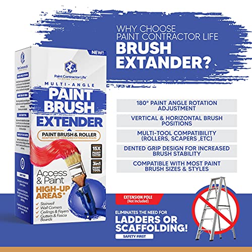 Premium Paint Brush Extender Multi-Angle Function, Professional Grade, High Corner Painting Tool, Extension Pole Attachment for Painting High Spots