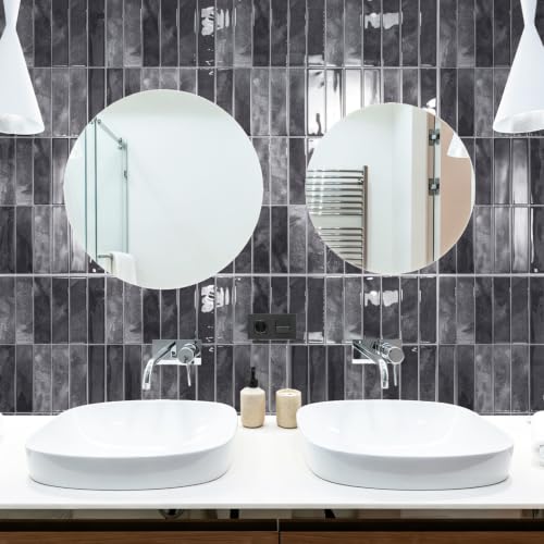 Art3d Subway Peel and Stick Backsplash, 10-Pack, 11.4" x 9", Smoky Black - color: ‎Smoky Black