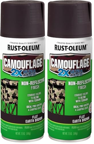 Rust-Oleum 279178 Camouflage 2X Ultra Cover Spray Paint, 12 oz, Earth Brown, (Pack of 2) - color: Earth Brown, size: 12 Ounce (Pack of 2)