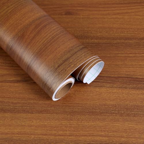 Teak Wood Grain Contact Paper for Cabinets Drawers 15.7"x118" - color: Teak Brown, size: 15.7" x 118"