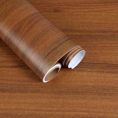 Teak Wood Grain Contact Paper for Cabinets Drawers 15.7"x118" - color: Teak Brown, size: 15.7" x 118"