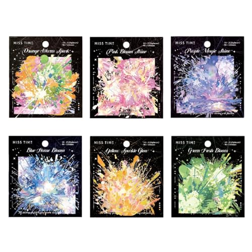 120 Pcs Holographic Splatter PET Stickers for Scrapbooking - color: Blossom Sparks Series