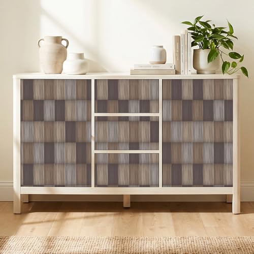 Chunlei Peel and Stick Wallpaper, Brown Grey Plaid Wood Grain Pattern, 236in x 17.7in, Waterproof Vinyl, Removable Reusable, Eco-Friendly, for Bedroom Living Room Rental Apartment - color: Beige02, size: 17.7" x 236.2"