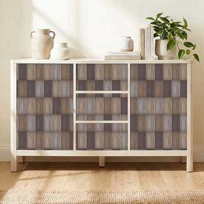 Chunlei Peel and Stick Wallpaper, Brown Grey Plaid Wood Grain Pattern, 236in x 17.7in, Waterproof Vinyl, Removable Reusable, Eco-Friendly, for Bedroom Living Room Rental Apartment - color: Beige02, size: 17.7" x 236.2"