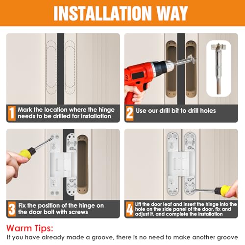 6" Hidden Door Hinge/Concealed Hinges,Invisible Hinges - color: White, size: 6 Inch