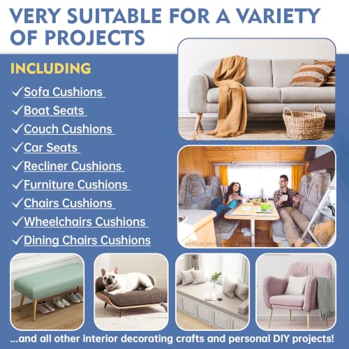 Upholstery Foam, 72" x 24" x 2" High Density Gel Memory Foam Padding Couch Cushion Support, Cut to Size Foam Replacement Pad for Sofa Sag Support - size: 72" X 24" X 2"