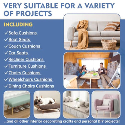 Upholstery Foam, 72" x 24" x 2" High Density Gel Memory Foam Padding Couch Cushion Support, Cut to Size Foam Replacement Pad for Sofa Sag Support - size: 72" X 24" X 2"