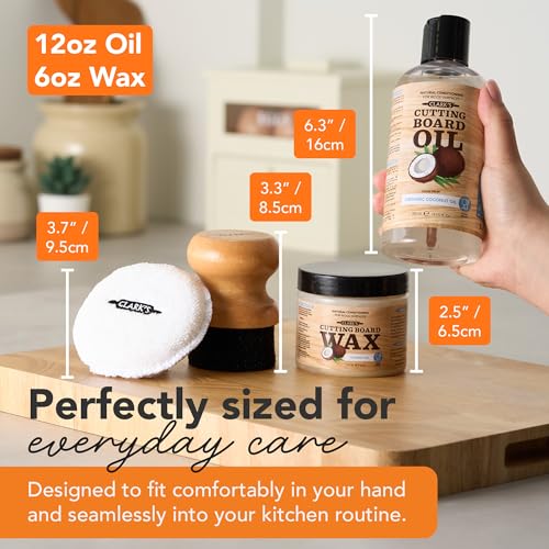 CLARK'S Coconut Cutting Board Finishing Kit - Refined Coconut Oil (12oz), Wax (6oz), Applicator and Buffing Pad - Butcher Block Oil and Wax - style: Coconut Oil Extracts