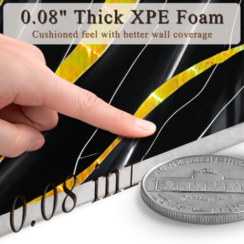 Black Holographic Gold Marble Peel & Stick Wallpaper 23.6 x 118 in - color: Black Holographic Gold Marble, size: 23.6" x 118"