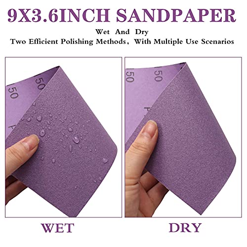 MAXMAN Sandpaper 180 Grit, 9 x 3.6 Wet Dry Sanding Sheets, for Metal/Wood