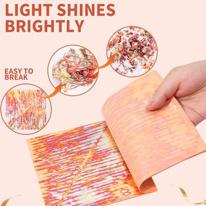 KINNO Variegated Gold Leaf Sheets 25 PCS with Random Stripe Patterns - color: Random Stripe