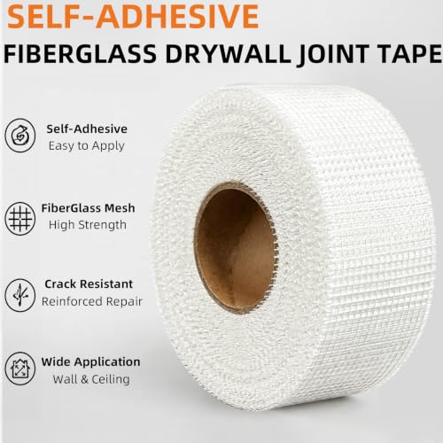 Drywall Joint Tape, 2" x 148 FT Self-Adhesive Fiberglass Drywall Mesh Tape