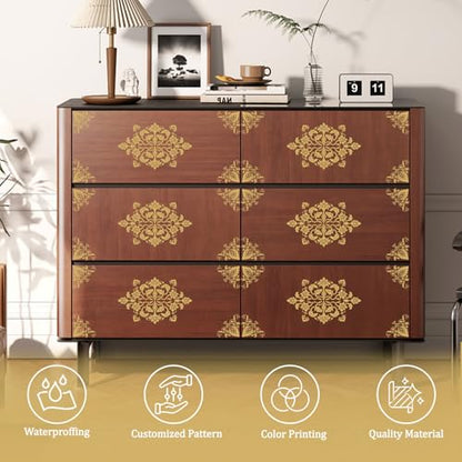 WANDIC 6 Sheets Rub on Transfer Stickers, Gold Line Floral Border Pattern Decorative Furniture DIY Stickers Decals for Scrapbook Present Boxes,15 * 30cm (Pack of 3)