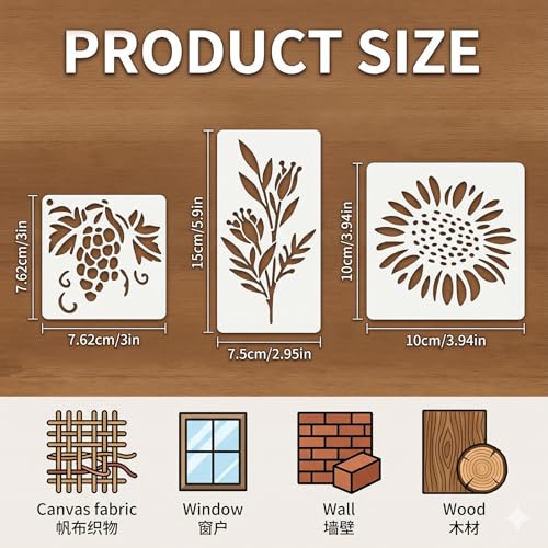 105 Pcs Stencils for Painting Reusable Texture Stencils Floral Stencil Leaf Tree Templates for Painting Wood Canvas Furniture Scrapbooking DIY