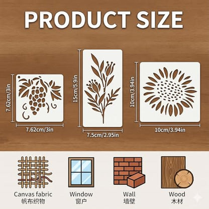 105 Pcs Stencils for Painting Reusable Texture Stencils Floral Stencil Leaf Tree Templates for Painting Wood Canvas Furniture Scrapbooking DIY