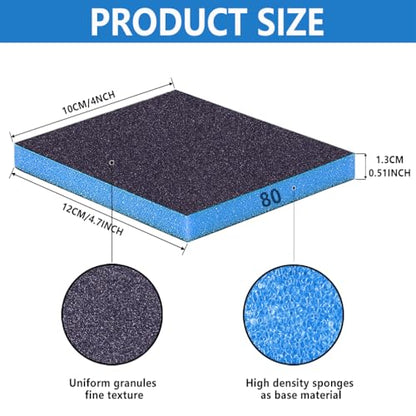16 Pack 100 Grits Sanding Sponge, Medium Sanding Block, Washable and Reusable Wet Dry Sandpaper Block Sandpaper Sponge for Wood Metal FurniturePaint and Drywall - color: Blue, size: 100 Grits-16PCS