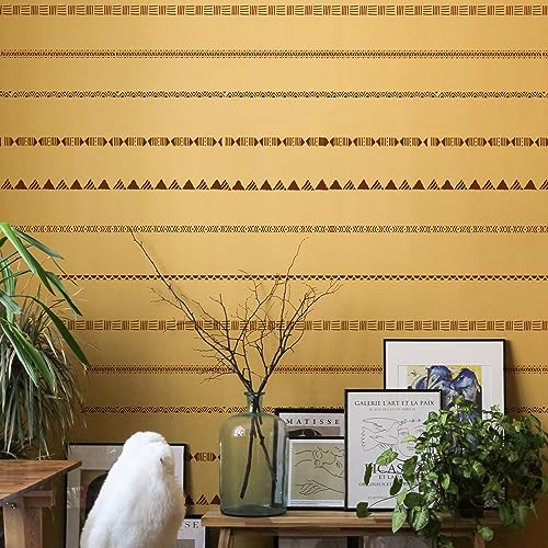 FINGERINSPIRE Mudcloth Elements Pattern Stencil 8.3x11.7inch Tribal Borders Drawing Template African Boho Floral Frame Stencils for Painting on Wood Wall Fabric Paper Furniture