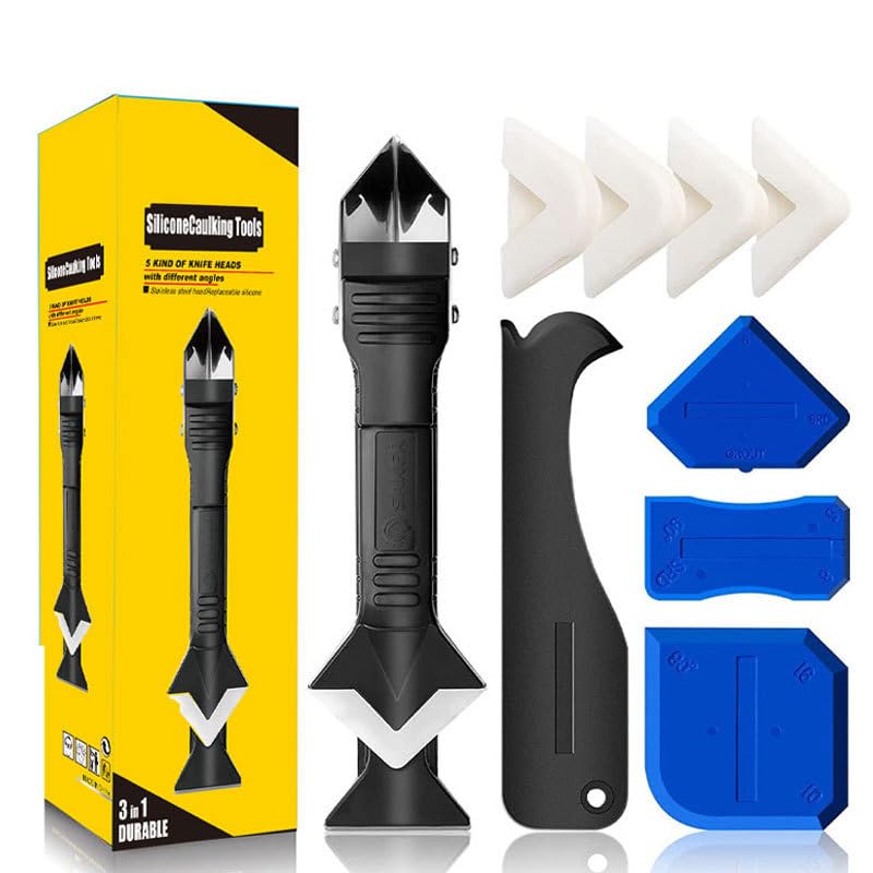 3-in-1 Silicone Caulking Tools Set,Multi-Angle Removal & Scraping Tool