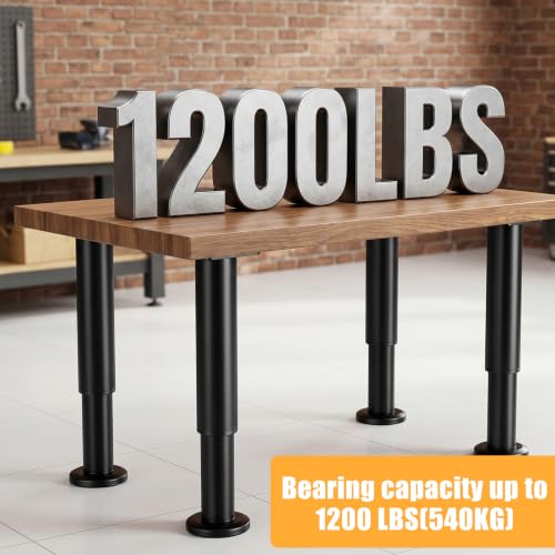 4 Pcs Adjustable Furniture Legs, Metal Support Legs for Bed Frame, Cabinet, Sofa, Carbon Steel, 7.08-13 Inch