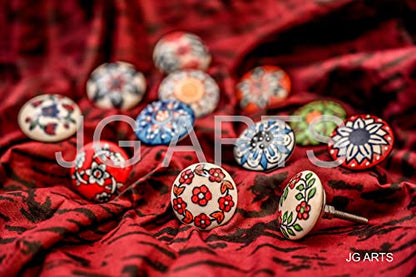 JGARTS 12 x Mix Vintage Look Flower Ceramic Knobs Door Handle Cabinet Drawer Cupboard Pull (12 Flat)