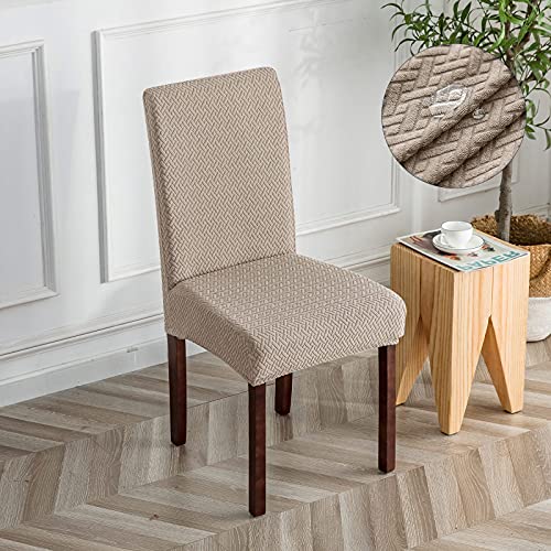 Genina Waterproof Chair Covers for Dining Room Chair Slipcovers Set of 4 - color: Khaki, size: 14-18in Waterproof