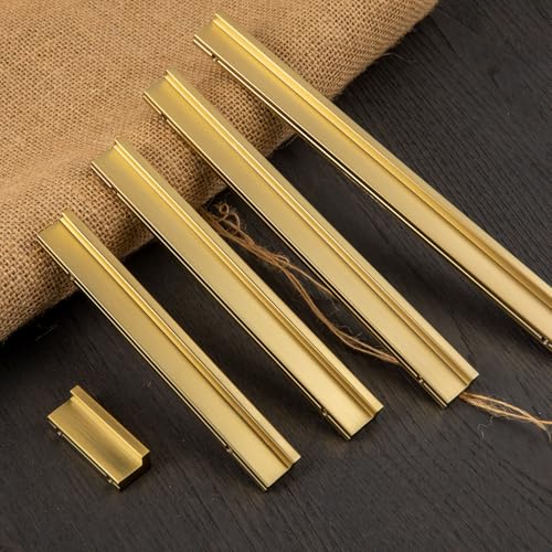 Goo-Ki 12pcs Cabinet Handles Brushed Gold Finger Pulls Drawer Pull - 3 in (76mm) Hole Centers Kitchen Hardware Bar Cabinet Pulls Solid Aluminum Material - color: Brushed Gold, size: 3 Inch Hole Center
