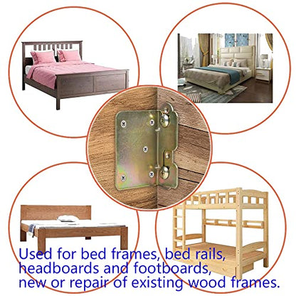 Bed Rail Brackets Bed Frame Hardware 4 Sets - color: Yellow