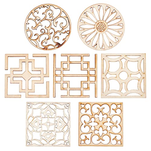 GORGECRAFT 7 Style 14Pcs Wooden Carved Onlay Appliques Carving Decal Corner Craft Unpainted Furniture Home Window Decoration Wood Carving Decal for Dresser Bed Door Cabinet Wardrobe Ceiling - color: 7 Style 14pcs 2 Shaped Flower