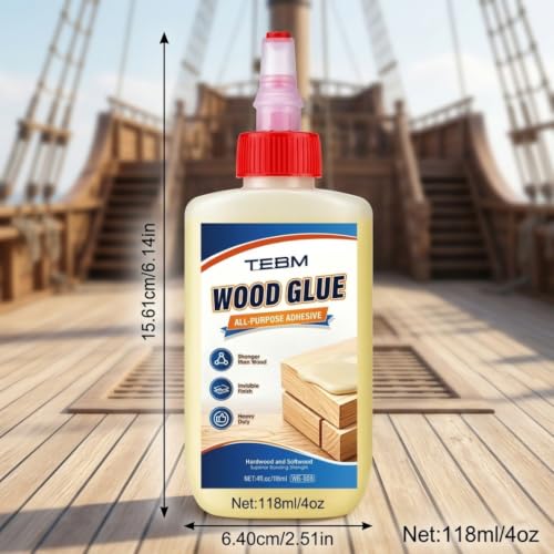 Woodworking Glue Craft Adhesive - Clear Drying Liquid Glue for Wood Crafts, Joints & Wooden Toys - Fast Set Carpentry Repair