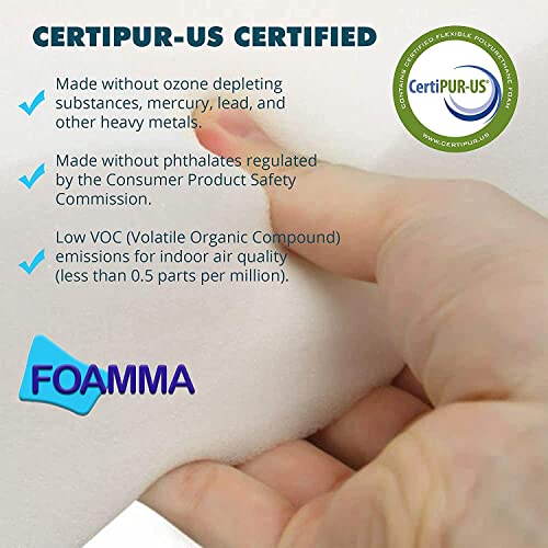 Foamma 3-Pack 2" x 18" x 18" High Density Upholstery Foam - Chair Cushion Square Foam for Dining Chairs, Wheelchair Seat Cushion Replacement - color: High Density Foam, size: (3-Pack) 2" x 18" x 18"