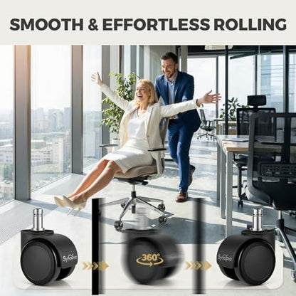 Sytopia Office Chair Wheels, Universal Standard Stem 7/16 inch x 7/8 inch, 2" Upgraded Quiet Caster Wheels Safe for All Floors Include Hardwood & Carpet, Not for 1KEA, Easy to Install, Set of 5 - color: Plastic-2 Inch