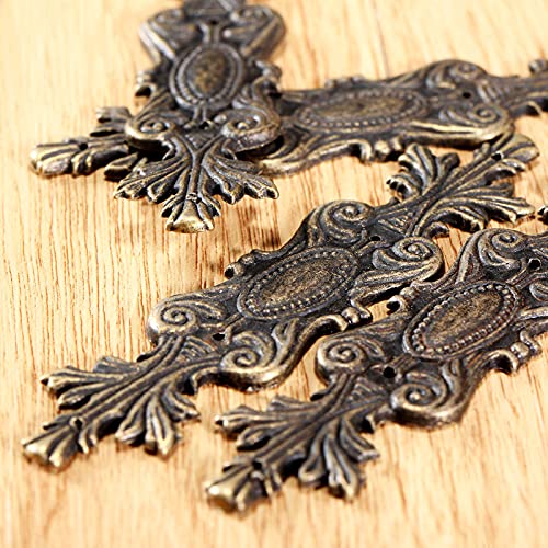 dophee 4 Pack Retro Decorative Corners Bracket Metal Appliques, 3.94"x0.91"