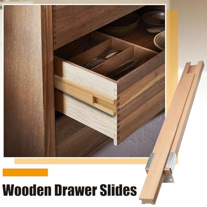 Luomorgo Wooden Drawer Slides, 16 Inch, Bottom Mount, 1 Pack