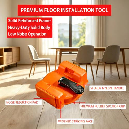 Floor Gap Fixer Tool Kit, 6-Piece All-in-One Flooring Repair Kit with Suction Cup, Mallet, 6 Reusable Adhesive Pads, Scraper, Towel, Gloves for Vinyl, Laminate, Wood, Tile, LVT, LVP Dual Head