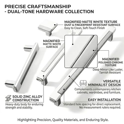 10 Pack White Silver Cabinet Pulls & Handles, 3.7 Inch Hole Center - color: White Silver, size: 4.8in/122mm