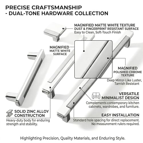 10 Pack White Silver Square Cabinet Knobs, Single Hole - color: White Silver, size: Square