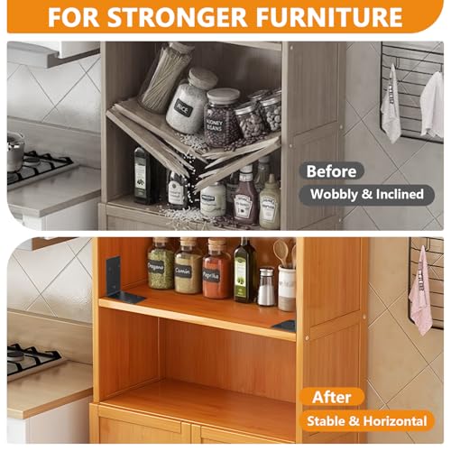Alise 4Pcs Black Stainless Steel L Brackets Heavy Duty for Wood Furniture - color: Matte Black, size: 85x85MM