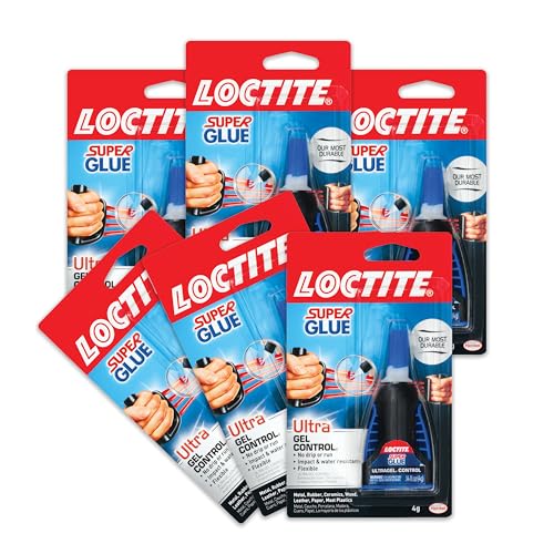 Loctite Super Glue Ultra Gel Control, Clear, 0.14 fl oz Bottle, 6 Pack - Superglue for Plastic, Wood, Metal, Crafts & Repair, Cyanoacrylate Adhesive Instant Glue, Quick Dry - size: 6 Pack, style: Ultra Gel Control