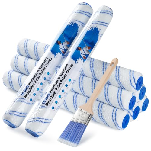 18 Inch Microfiber Paint Roller Kits with Paint Brush, 9 Pack - size: 18 Inch Paint Roller Kit, 9 Pack