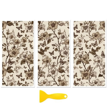 Peacoblue Vine Butterfly Rub On Transfers for Furniture 6"x12" - style: Vintage Flowers and Butterflies