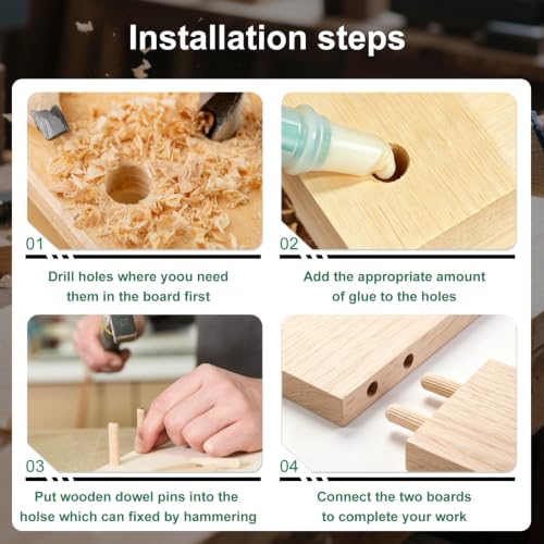 150Pcs Wood Dowels Kit 1/4 x 1-1/2inch, Wooden Dowel Pins, Fluted Wood Dowels Rods for Crafts, Furniture, DIY Manual - size: 1/4" x 1-1/2"