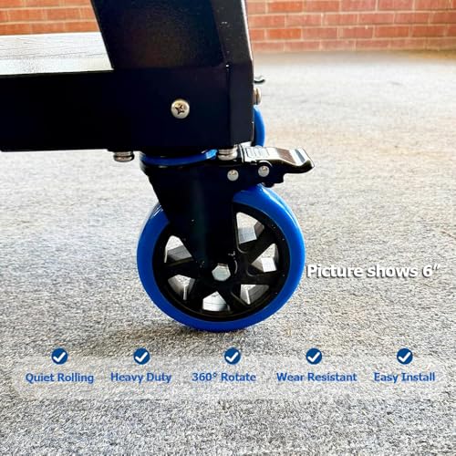 6 Inch Caster Wheels 2800Lbs, Casters Set of 4 Heavy Duty with Brake, Outstanding Safety Dual Locking Casters, Polyurethane Foam No Noise Wheels, Top Plate Castor Wheels(2 Hardware Kits Included) - size: 6 inch