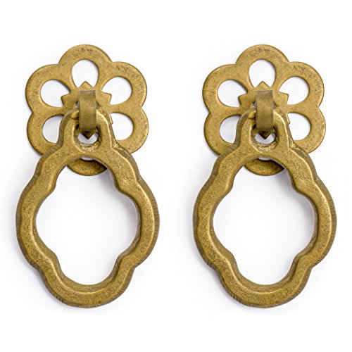 Hardware Philosophy HP Plum Flower Brass Pulls, 2-Pack, 2.4 in
