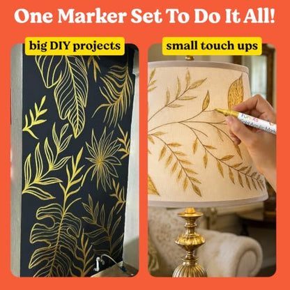 5 Metallic Gold Paint Pen - Acrylic Gold Paint Marker for Wood - color: Gold